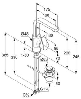 Смеситель для раковины Kludi Zenta SL хром 480270565